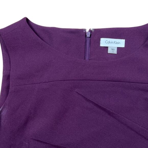 CALVIN KLEIN Starburst Sleeveless Sheath Dress 14 Aubergine Purple - Picture 3 of 6